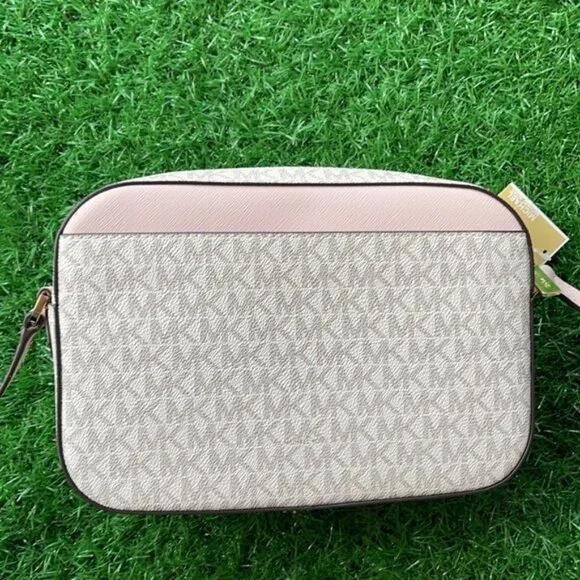 Michael Kors Jet Set Item Large East West Zip Chain Crossbody Powder Blush Multi - Picture 14 of 16